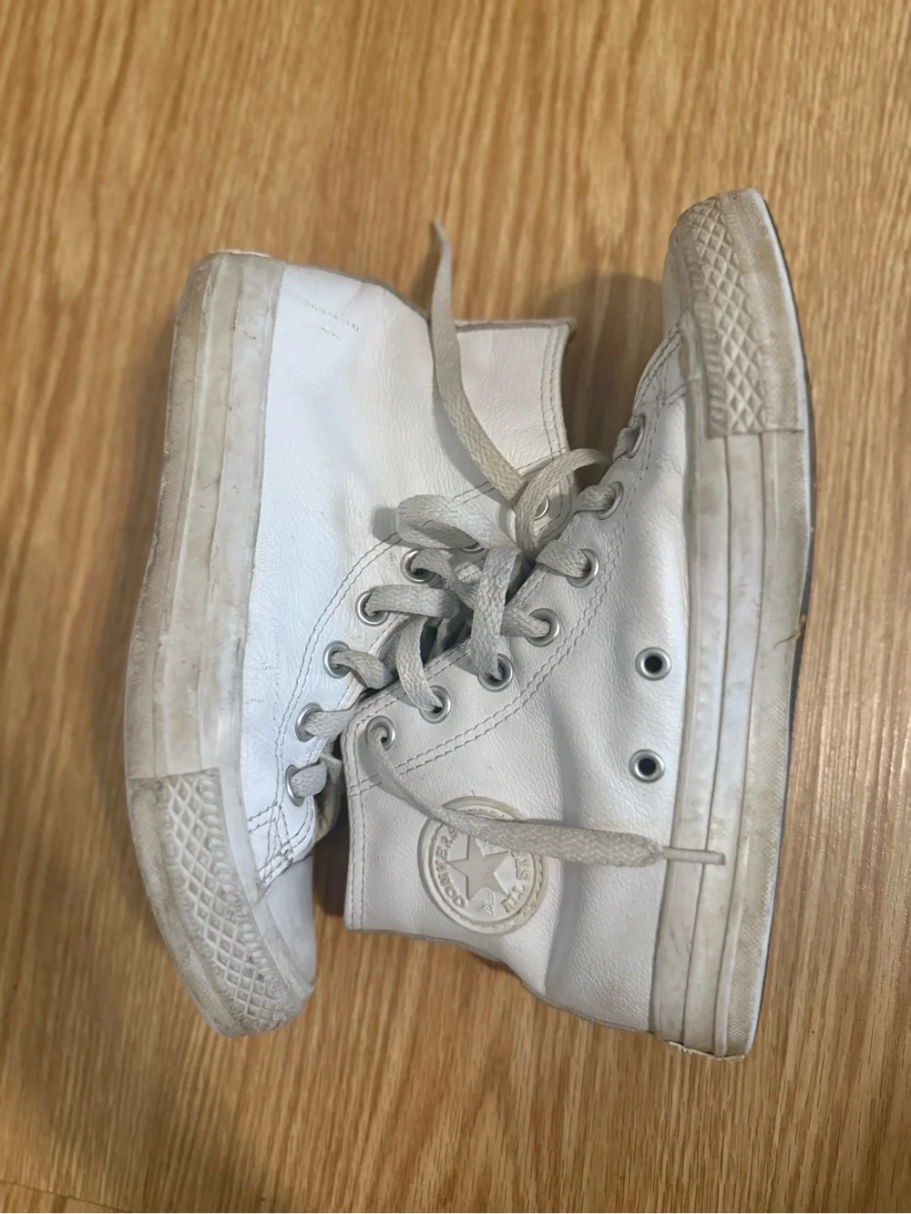 Converse White Leather All Star High-Top Sneakers - Picture 4 of 6